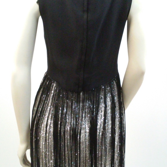 Vintage 60s Black Fringe Dress Pencil Wiggle Flapper Cocktail Dress Silv… - Picture 9 of 10